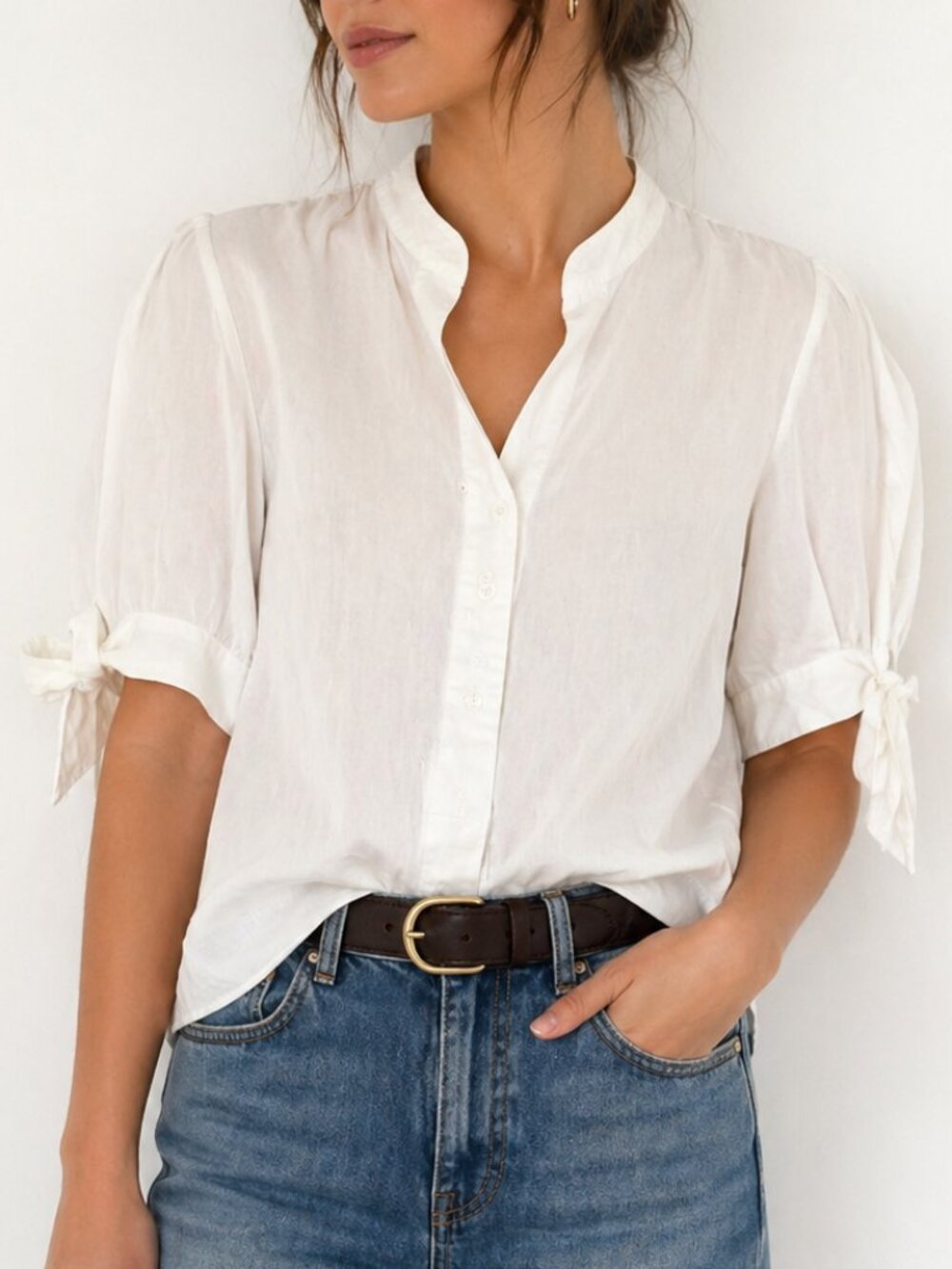 LaRoque Original White Tie Sleeve Top Size‎ Medium